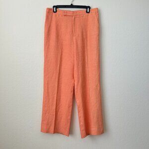 Ralph Lauren Pants Womens 12 Orange Linen Wide Leg Pleated Career